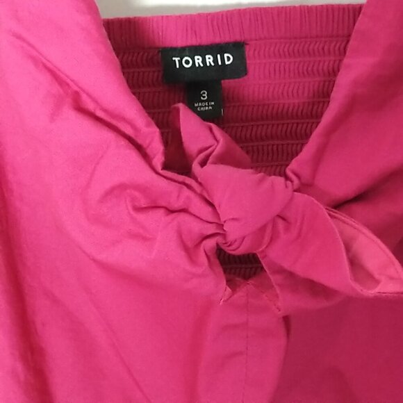 Torrid Fuchsia Sun Dress size 3 3X Spaghetti Straps Cotton Spandex - Picture 4 of 5